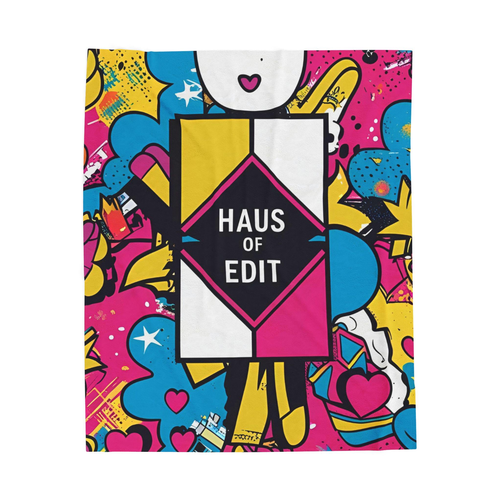 Velveteen Throw Blanket - Fashion Runway Pop Art Design by Haus of Edit
