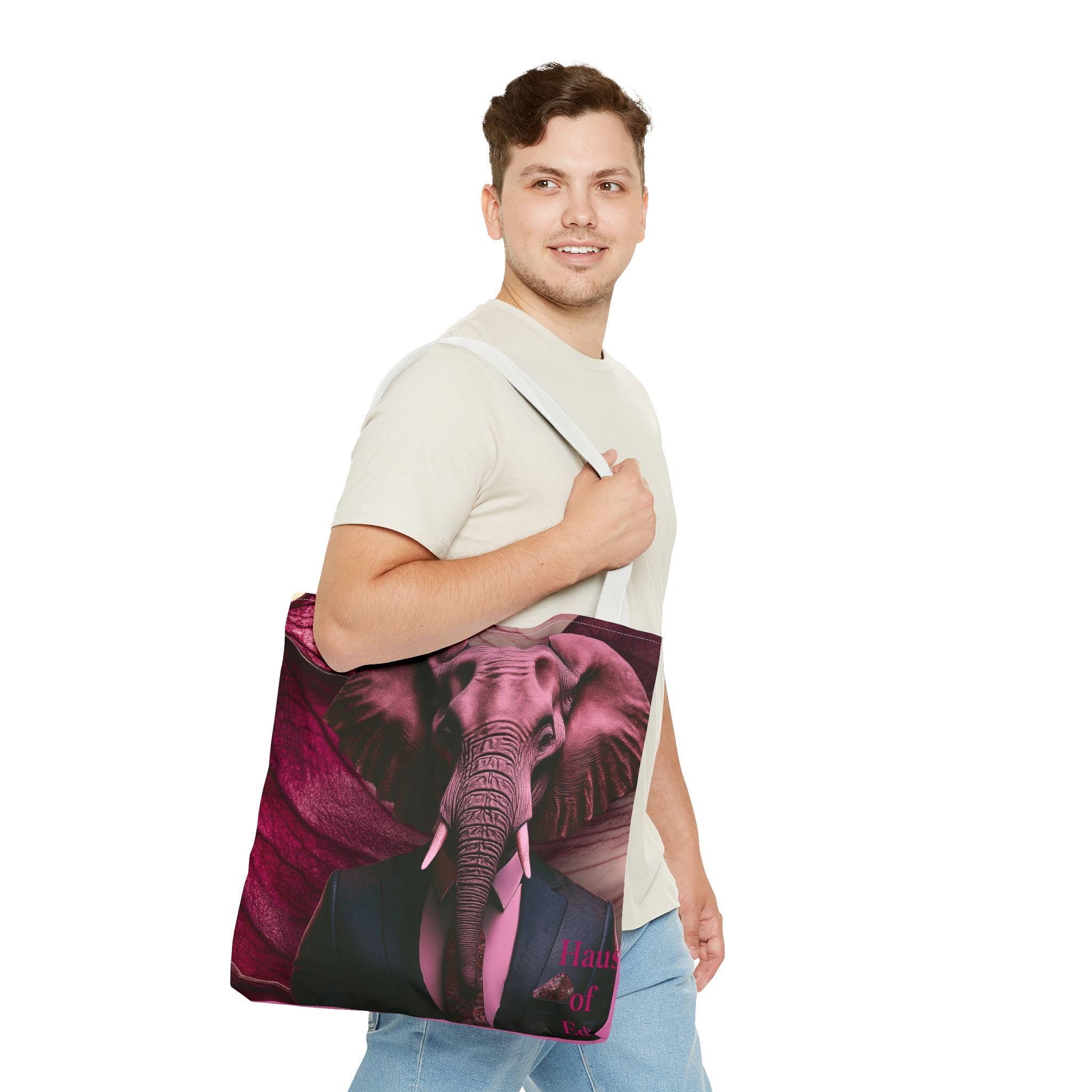 Elephant Book Tote Bag - Cute Animal Lover Carryall, Library Bag, Shopping Tote, Beach Bag, Eco-Friendly Reusable Bag