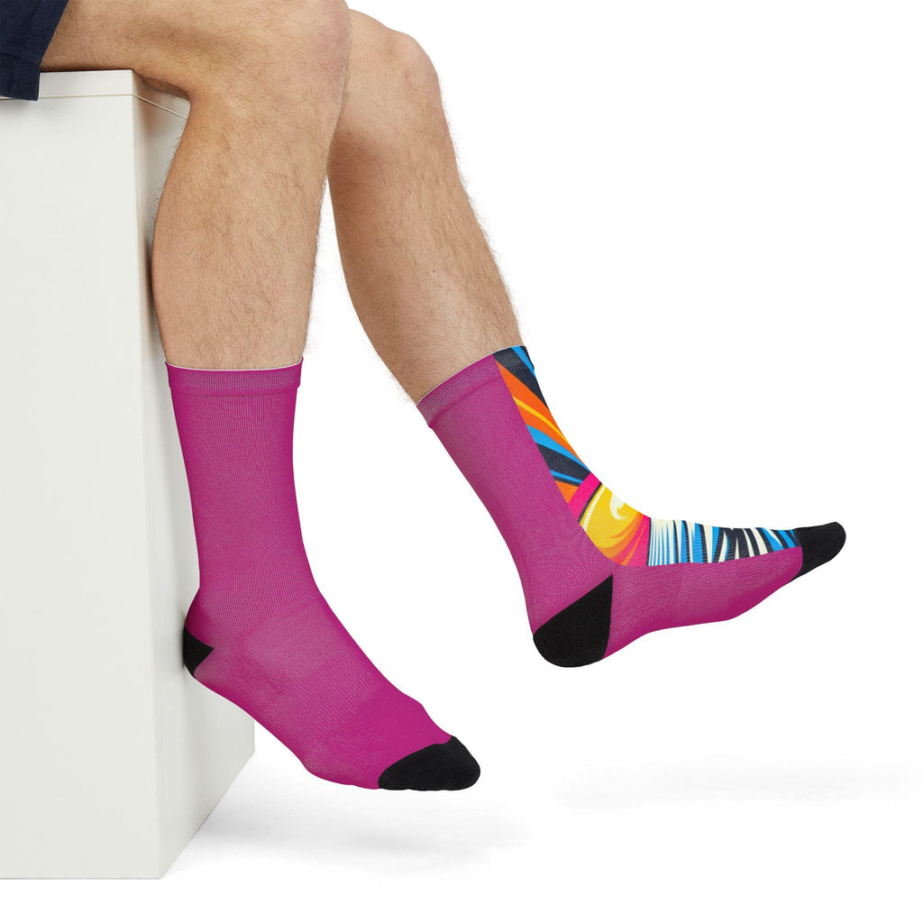 Vibrant Sunset Sublimation Crew Socks | Fun, Colorful Gift for Summer, Trendy Fashion, Beach Vibes, Cozy Comfort