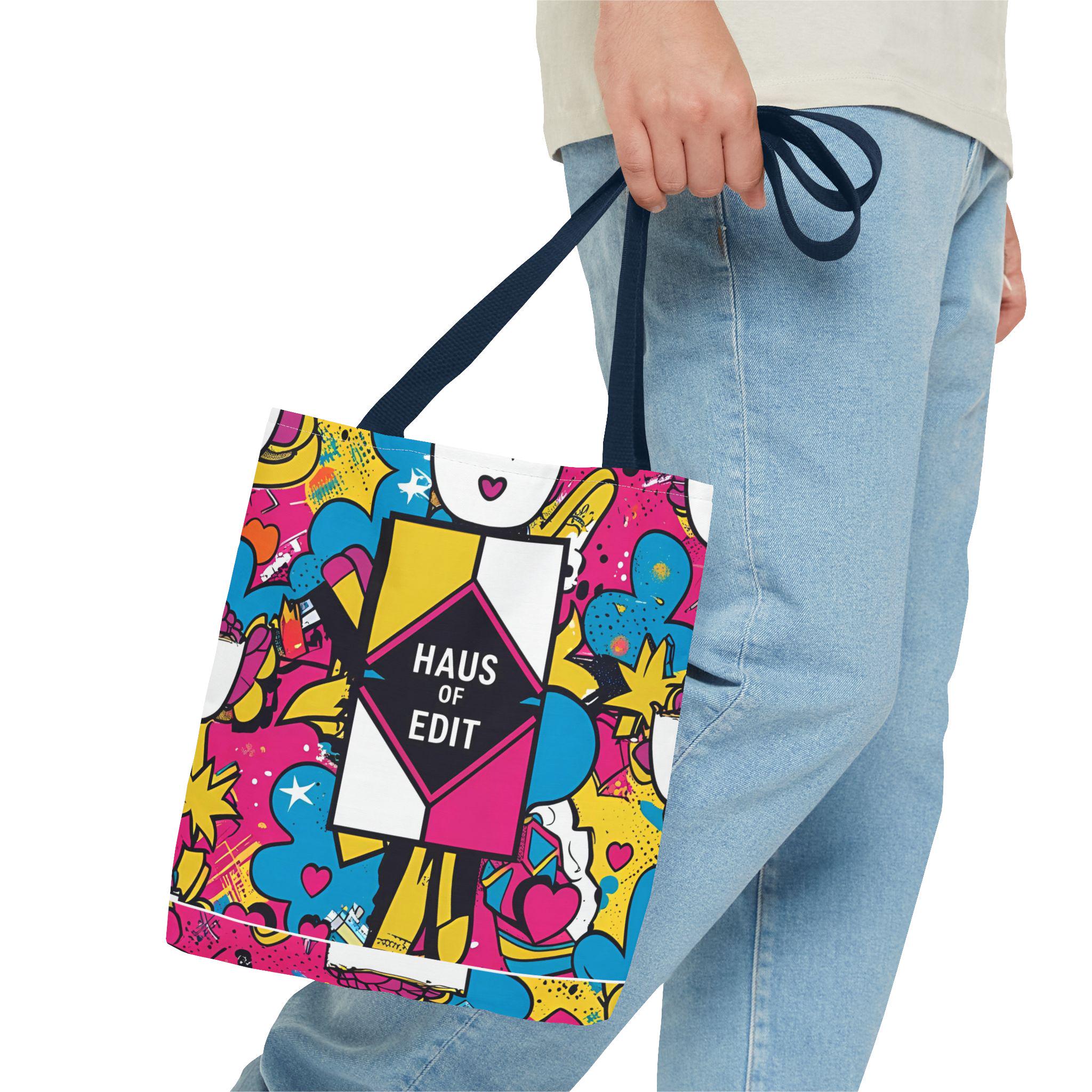 Colorful Graphic Tote Bag, Stylish Shopping Bag, Art Supply Bag, Personalized Gift, Trendy Carry-All