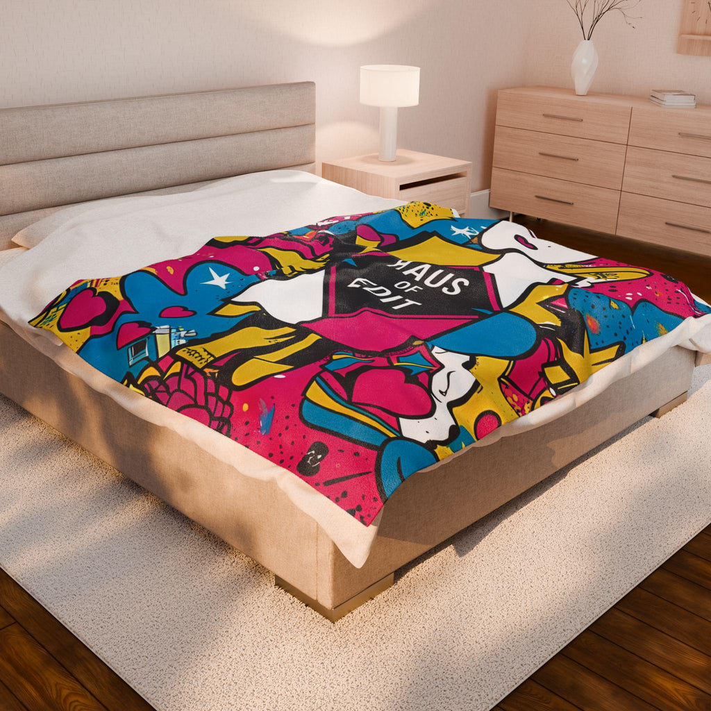 Velveteen Throw Blanket - Fashion Runway Pop Art Design by Haus of Edit