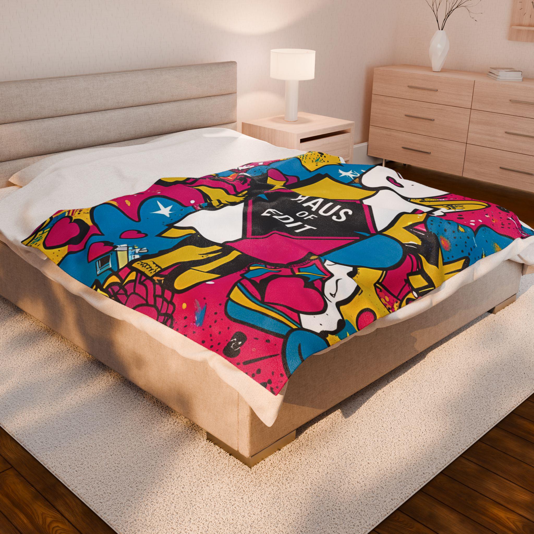 Velveteen Throw Blanket - Fashion Runway Pop Art Design by Haus of Edit