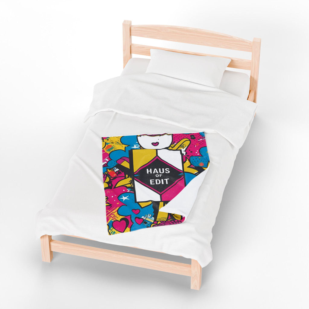 Velveteen Throw Blanket - Fashion Runway Pop Art Design by Haus of Edit