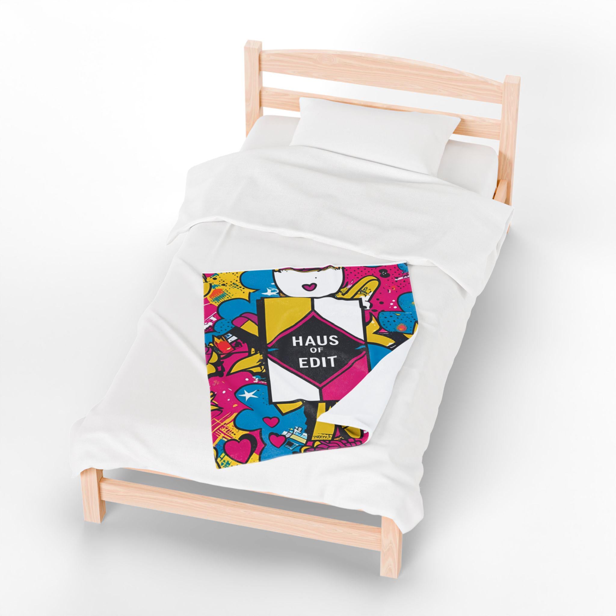 Velveteen Throw Blanket - Fashion Runway Pop Art Design by Haus of Edit