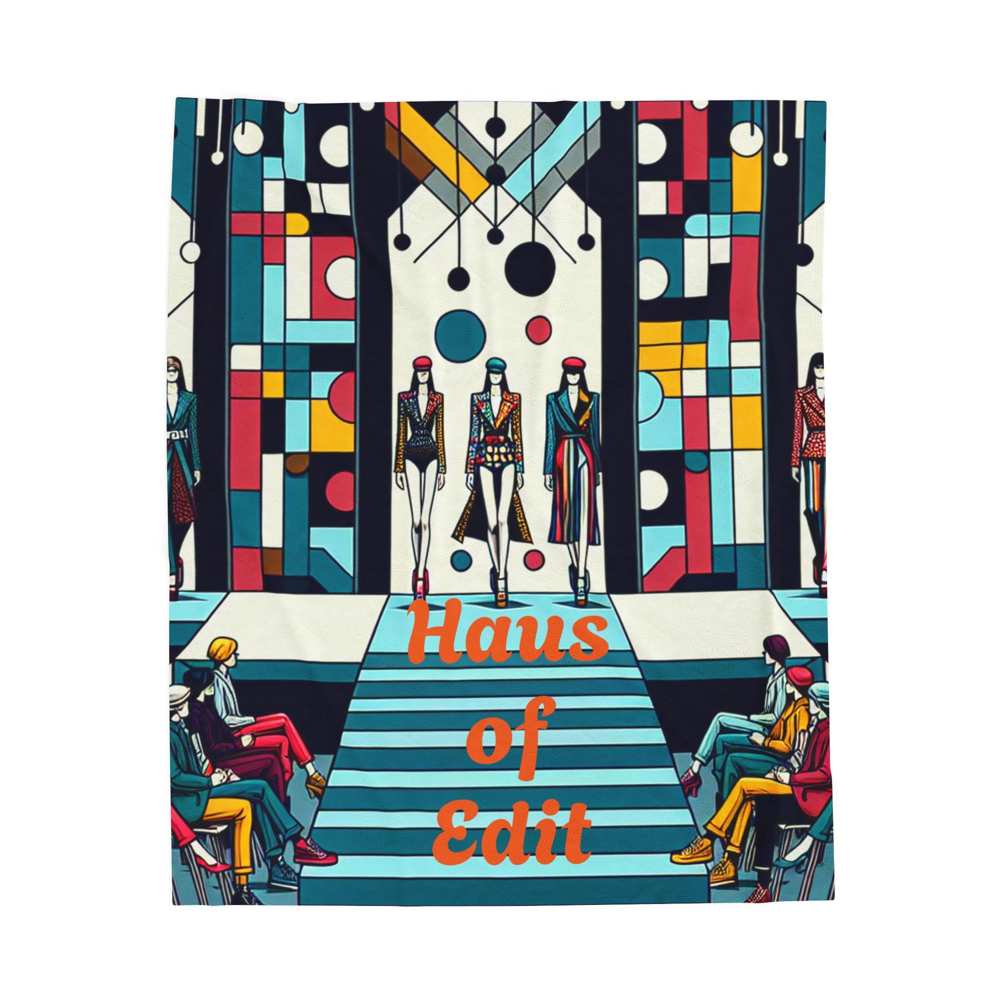 Velveteen Throw Blanket - Fashion Runway Pop Art Design by Haus of Edit