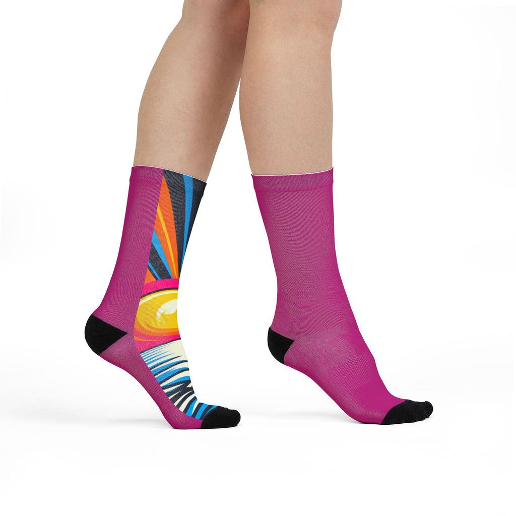 Vibrant Sunset Sublimation Crew Socks | Fun, Colorful Gift for Summer, Trendy Fashion, Beach Vibes, Cozy Comfort