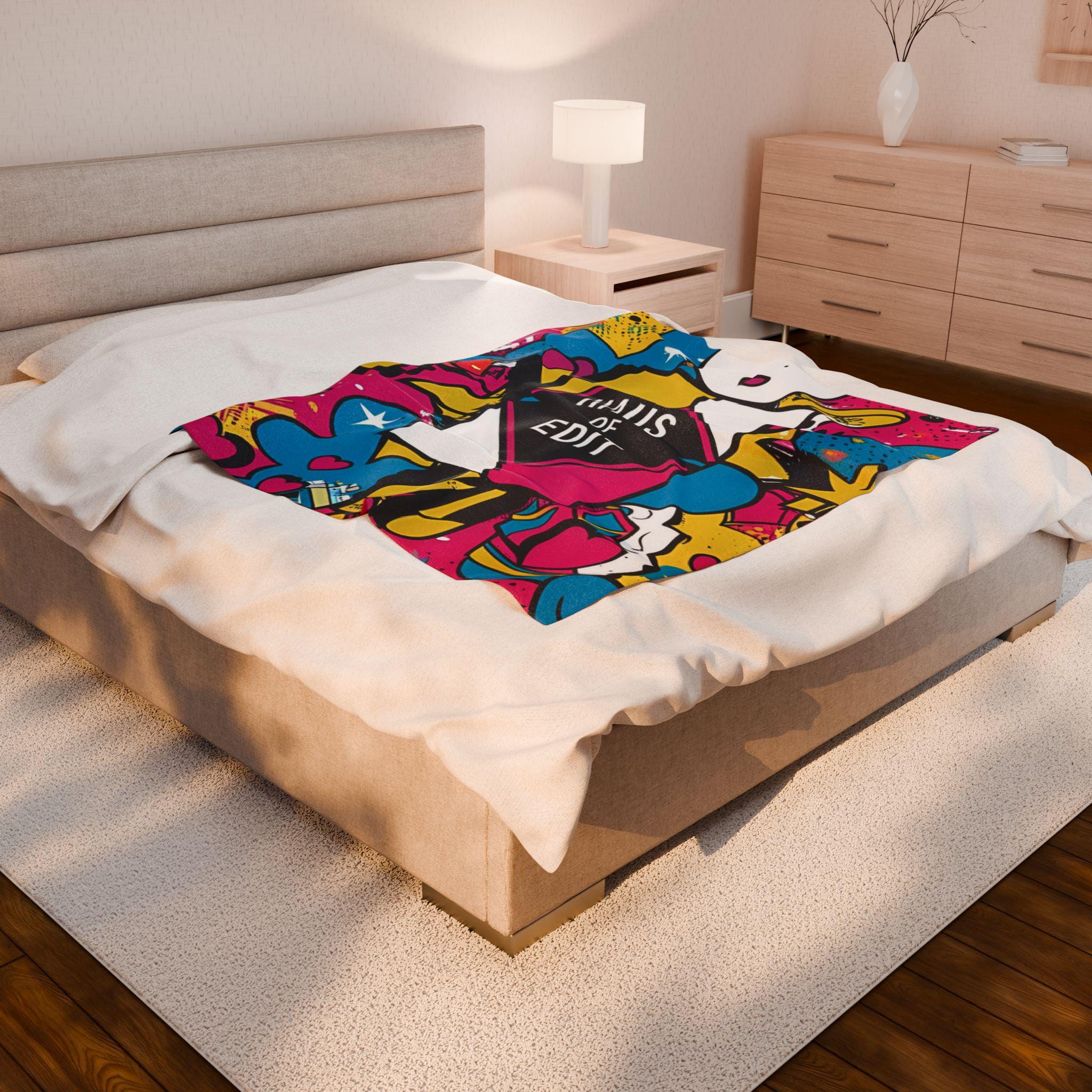 Velveteen Throw Blanket - Fashion Runway Pop Art Design by Haus of Edit