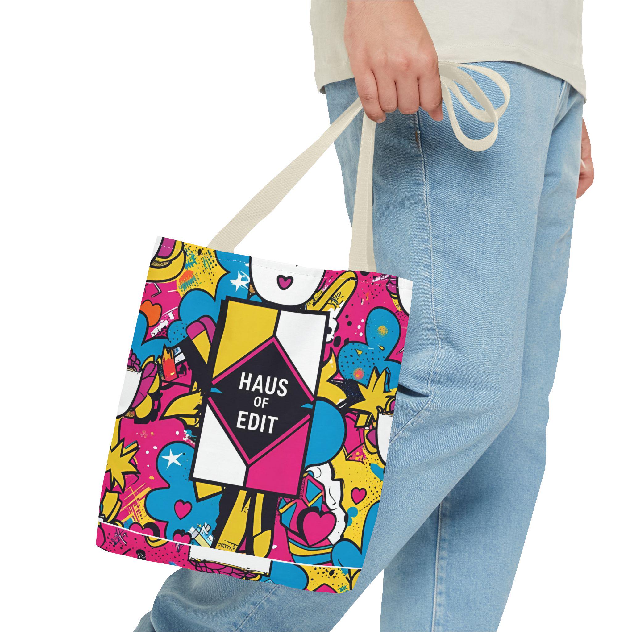 Colorful Graphic Tote Bag, Stylish Shopping Bag, Art Supply Bag, Personalized Gift, Trendy Carry-All