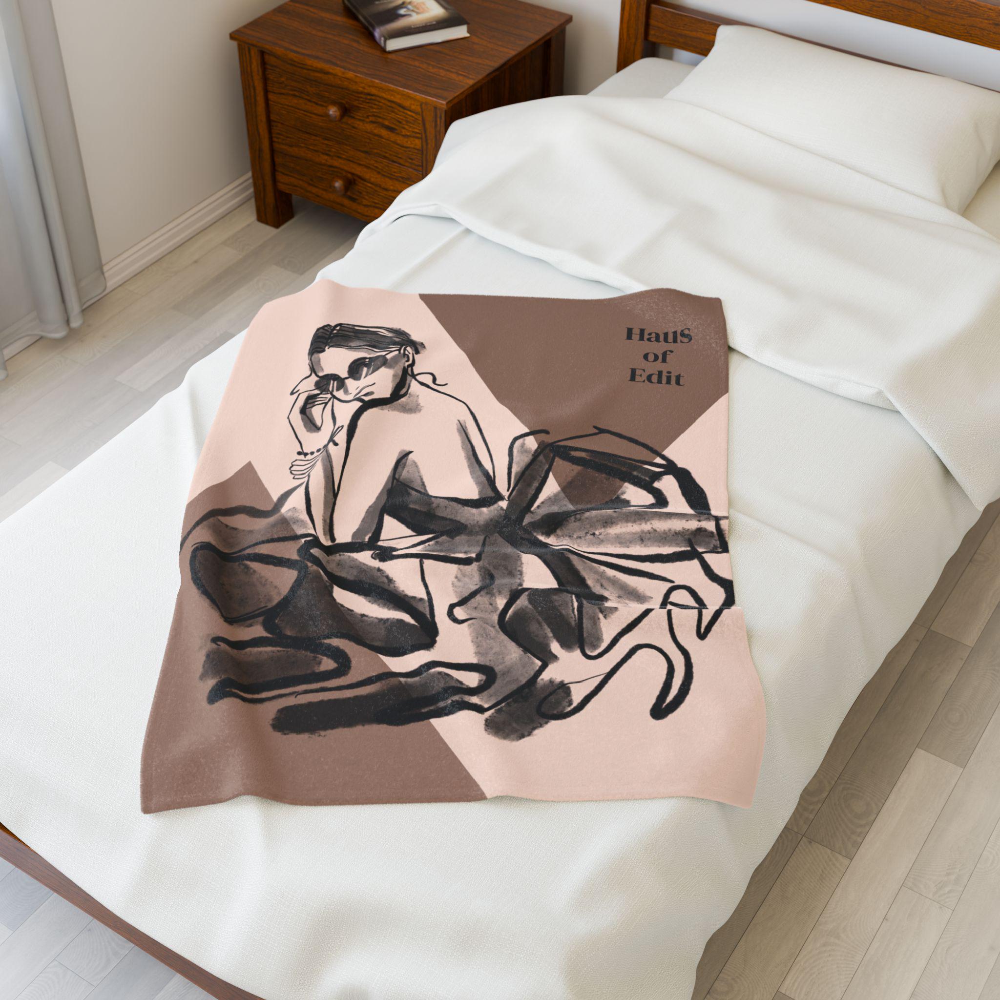 Velveteen Throw Blanket - Fashion Runway Pop Art Design by Haus of Edit