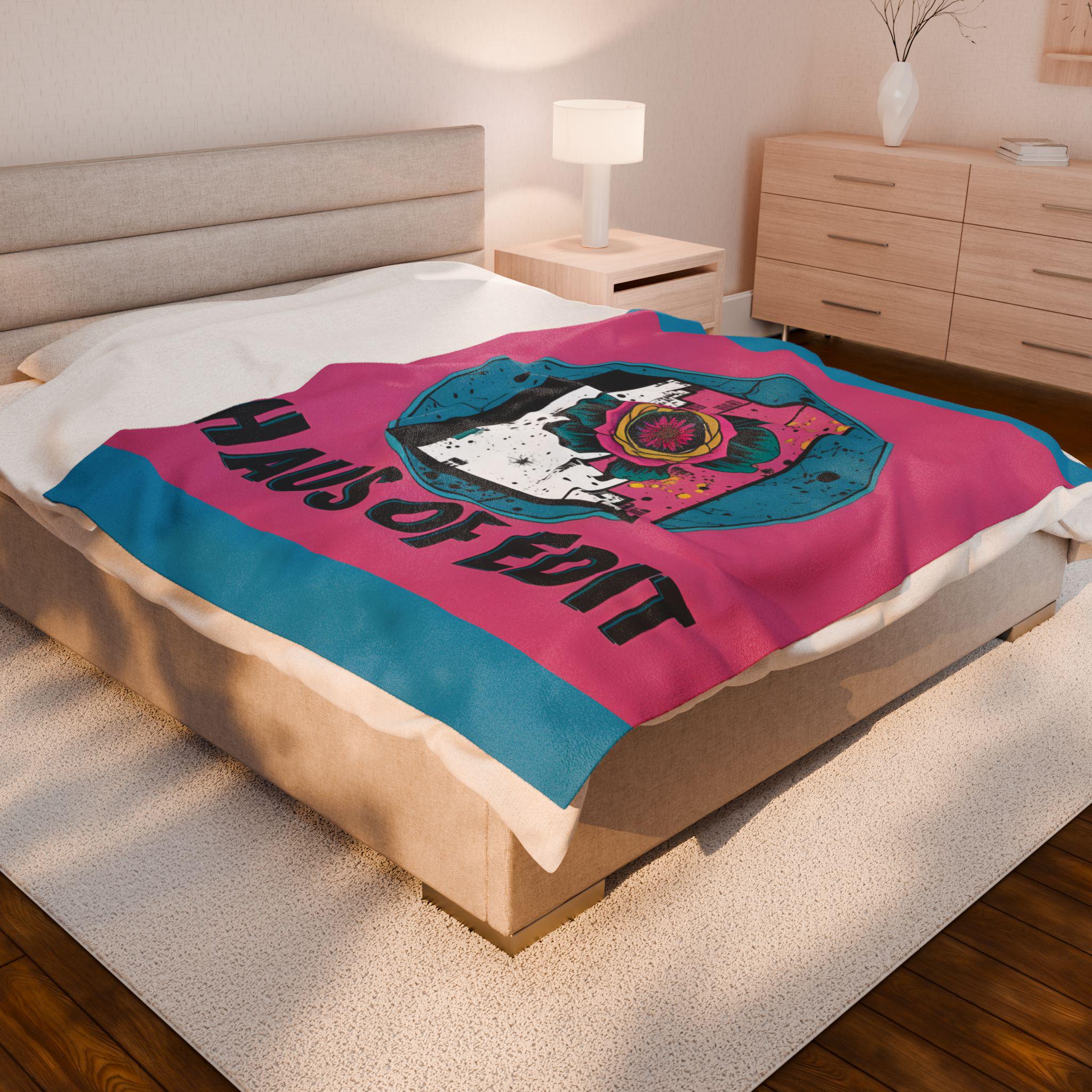 Velveteen Throw Blanket - Fashion Runway Pop Art Design by Haus of Edit