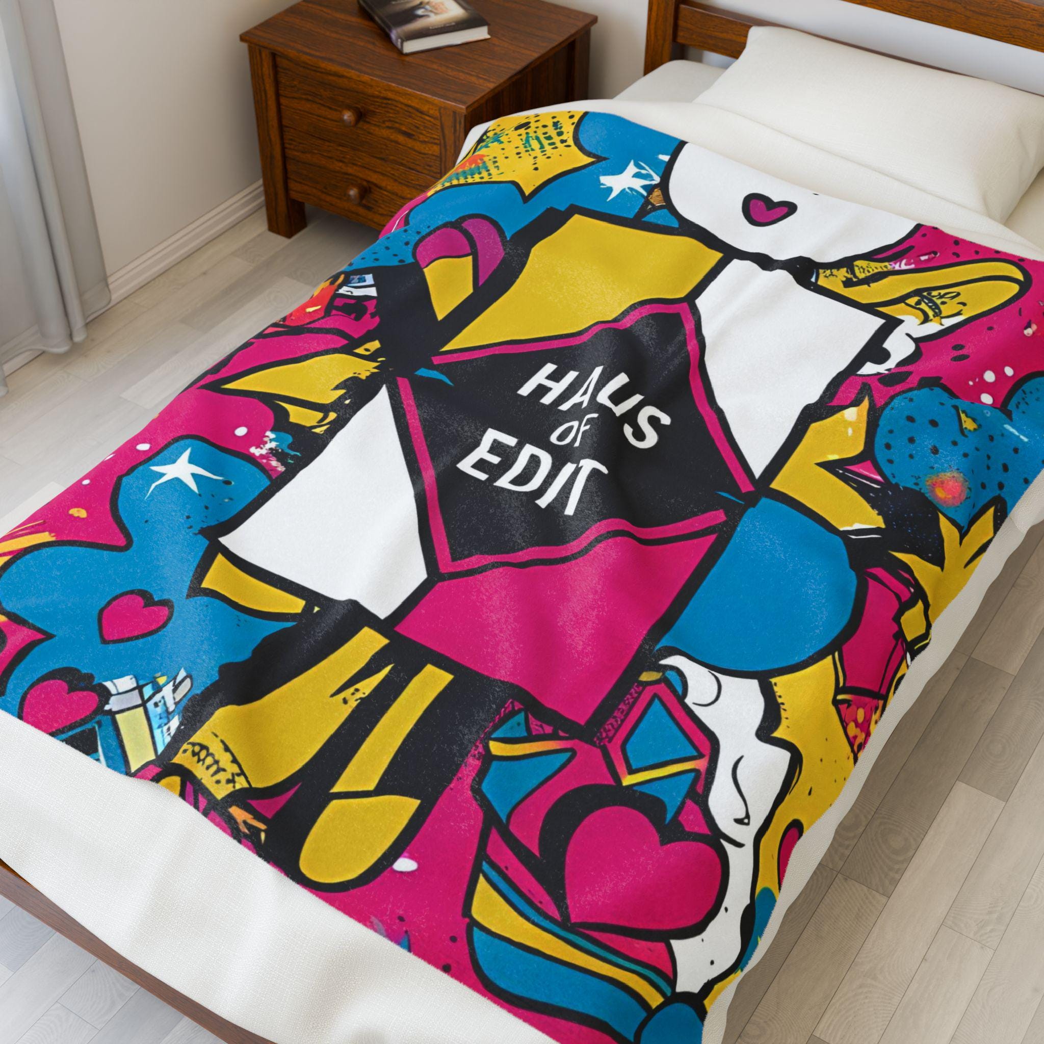 Velveteen Throw Blanket - Fashion Runway Pop Art Design by Haus of Edit