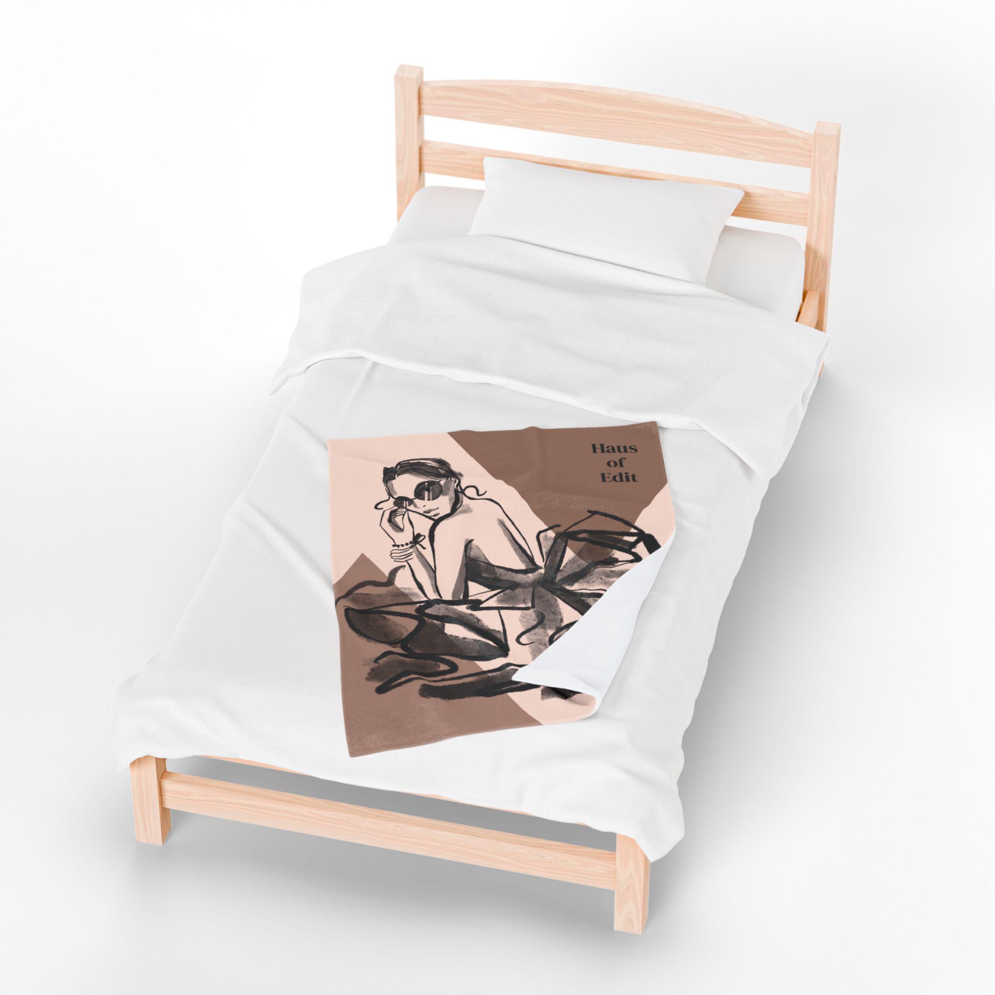 Velveteen Throw Blanket - Fashion Runway Pop Art Design by Haus of Edit